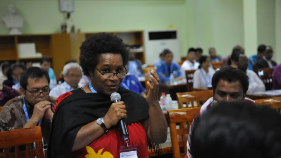 Cathy Mui, of Papua New Guinea, speaks at the LWF Asia Pre-Assembly, Bangkok, Thailand, 2016. Photo: LWF/Arni Danielsson