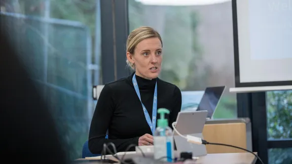 Savanna Sullivan, LWF Program Executive for Youth addressing delegates at the European Pre-Assembly in Oxford, England. Photo: LWF/A. Hillert 