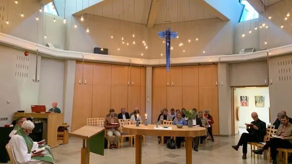 Nordic church delegates commemorate victims of the Holocaust on 27 January during their preparatory meeting for the LWF Assembly in Krakow in September.  Photo: LWF/I. Lukas