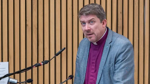 Vice president for Eastern Europe Archbishop Urmas Viilma addresses the Pre-Assembly. Photo: LWF/A. Hillert