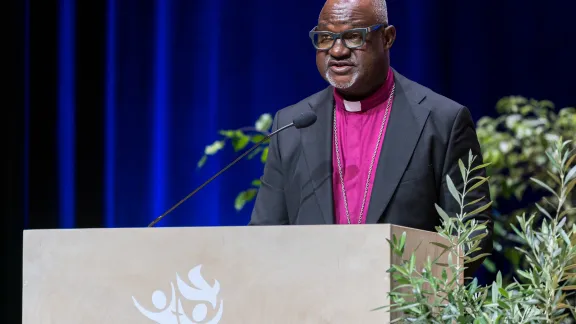 LWF President Archbishop Dr Panti Filibus Musa delivers the President's address LWF President Archbishop Dr Panti Filibus Musa delivers the President's address