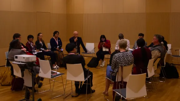 Each village group at the LWF Thirteenth Assembly brings together about 20 participants in discussion about the Assembly theme. Photo: LWF/Jeremiasz Ojrzyński